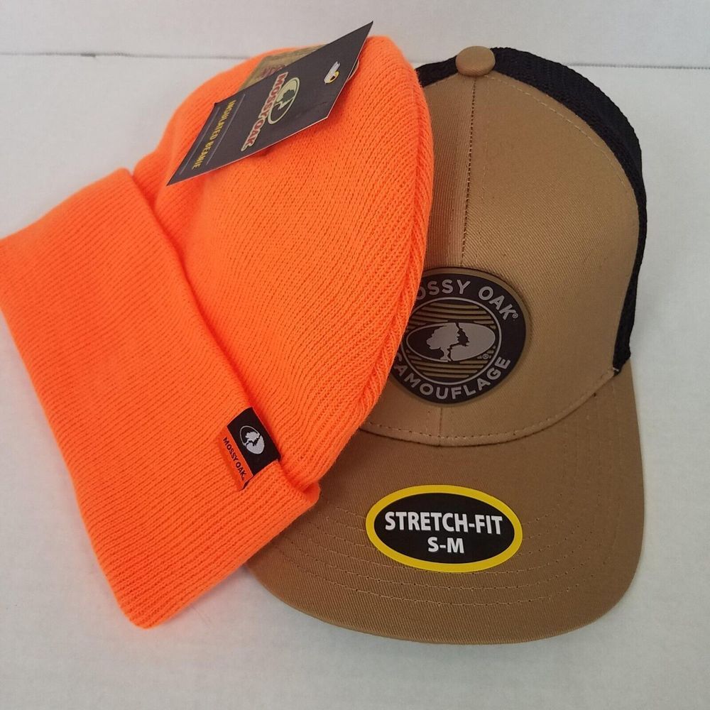 Mossy Oak‎ Men's Orange Insulated One Size Beanie & Stretch Fit Small/M Mesh Hat